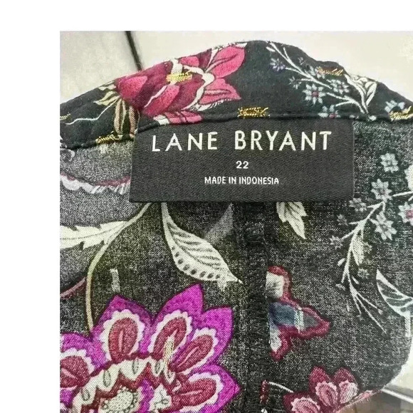 Lane Bryant Long Sleeve V Neck Smocked Yoke Blouse Floral Print Women's Size‎ 22 - Picture 2 of 7